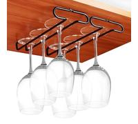 GeLive Soporte para copas de vino de 10 pulgadas para debajo del gabinete, organizador de almacenamiento de vidrio para cocina y bar, juego de 2 (negro)