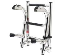 Geloo - Escalera plegable para barco, escalera marina de acero inoxidable con 3 escalones, plegado de popa pulido 1 + 2 escalones, escalón antideslizante con mango telescópico de goma, para barco de