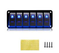 Geloo Panel de 6 interruptores de 12V/ 24V Impermeable Interruptor Basculante de palanca para Coche, Barco, Camión, Caravana, Vehículos (Blue)