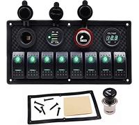 Geloo Panel de Interruptores Basculantes de 8 Pandillas, 4 en 1 Multifunción Impermeable Panel de Interruptores de Palanca para Coche, Barco, Camión, Caravana