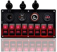 Geloo Panel de Interruptores Basculantes de 8 Pandillas, 4 en 1 Multifunción Impermeable Panel de Interruptores de Palanca para Coche, Barco, Camión, Caravana