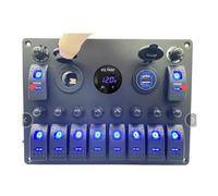 Geloo Panel de interruptores de 12 V/24 V, panel de interruptor de 10 marchas, interruptor basculante impermeable, interruptor basculante con interruptor de protección, voltímetro, interruptor de