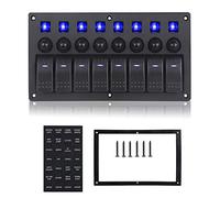 Geloo Panel de Interruptores de 8 Gang, 12V 24V Panel de Basculantes de Barco con Interruptores de Circuito de Protección de Sobrecarga para Coche Barco Campera Marina RV