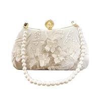 Gelory Bolso de mano para mujer, bordado floral, elegante bolso cruzado de perlas para boda, cóctel, fiesta, baile de graduación (cuadrado)