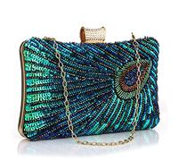 Gelory Bolsos de mano de pavo real para mujer, bolso de mano de lentejuelas vintage para regalo, bolso de noche de cristal de jade, Verde De Malaquita, Talla única