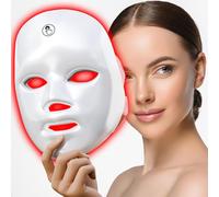 gelpal Máscara facial LED de 7 a 1 colores para el cuidado de la piel, máscara de terapia de luz roja para cara, máscara facial LED inalámbrica, terapia de luz, salón u hogar, color blanco.