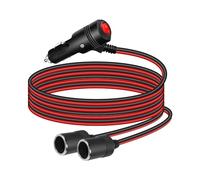 GELRHONR 1 a 2 Divisor Encendedor de Cigarrillos, Cable de Extensión para Mechero de Coche con interruptor y Fusible 15A, 12V 24 V Enchufe de Encendedor 2 vías Toma de Cigarillo Macho a Hembra-1M