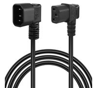 GELRHONR 1 m/3,2 pies 90 grados iec320 c14 ángulo izquierdo c13 extensión de alimentación PDU 10 a 250 V, 18 awg c14 macho a c13 hembra cable de alimentación para computadoras, monitor y escáner