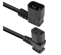 GELRHONR 50 cm 90 grados IEC320 C14 a ángulo izquierdo C13 PDU Cable de extensión de fuente de alimentación, 10A 250V, 18AWG C14 macho a C13 hembra Cable de alimentación