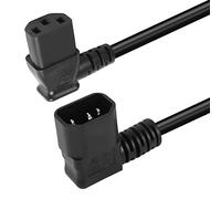 GELRHONR 50 cm 90 Grados IEC320 C14 a ángulo Izquierdo C13 PDU Cable de extensión de Fuente de alimentación, Cable de alimentación C14 Macho a C13 Hembra en ángulo Recto(Right C14 to Left C13)