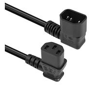 GELRHONR 50 cm 90 Grados IEC320 C14 a ángulo Recto C13 PDU Cable de extensión de Fuente de alimentación, 10A 250V, 18AWG C14 Macho a C13 Hembra Cable de alimentación(Left C14 to Right C13)