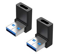 GELRHONR 90 Grados USB A Macho a USB C Hembra Adaptador, Ángulo hacia Abajo USB3.0 a Tipo C Cable Conector Soporte unidireccional Lados 5Gbps y Transferencia de Datos-2PCS (Up Angle)