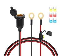 GELRHONR Adaptador de encendedor de cigarrillos a arnés de terminal de junta tórica, terminal de ojal de 12 V-24 V 8 mm a enchufe hembra de encendedor de cigarrillos con fusible de 20 A para bomba de