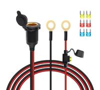 GELRHONR Adaptador de encendedor de cigarrillos a arnés de terminal de junta tórica, terminal de ojal de 12 V-24 V 8 mm a enchufe hembra de encendedor de cigarrillos con fusible de 20 A para bomba de