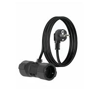 GELRHONR Cable alargador de 90° con 2 enchufes Schuko, forma de T 16 A/250 V, protección IP44, tipo F (CEE 7/7), para exteriores, cocina, oficina y hogar, negro (largo)