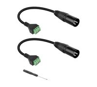 GELRHONR Cable convertidor de 30 cm XLR a terminal de 3 pines, sin soldadura, con destornillador, para micrófono,DMX control de luz de escenario (XLR Masculino (2PCS))