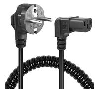 GELRHONR Cable de alimentación ECE 7/7 a C13, Cable Espiral de alimentación de Pantalla de PC, Cable de alimentación de CA de 3 Pines Cable Espiral de Sector para PC, escáner (Up Angle C13)