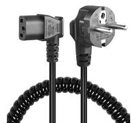 GELRHONR Cable de alimentación ECE 7/7 a C13, Cable Espiral de alimentación de Pantalla de PC, Cable de alimentación de CA de 3 Pines Cable Espiral de Sector para PC, escáner (Left Angle C13)