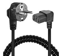 GELRHONR Cable de alimentación ECE 7/7 a C13, Cable Espiral de alimentación de Pantalla de PC, Cable de alimentación de CA de 3 Pines Cable Espiral de Sector para PC, escáner (Down Angle C13)