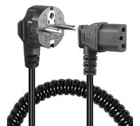 GELRHONR Cable de alimentación ECE 7/7 a C13, Cable Espiral de alimentación de Pantalla de PC, Cable de alimentación de CA de 3 Pines Cable Espiral de Sector para PC, escáner (Right Angle C13)