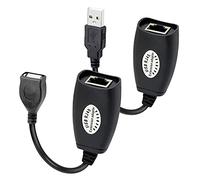 GELRHONR Cable de extensión USB 2.0 a RJ45, sobre cable Cat5/Cat5e/Cat6 para teclado de ratón de impresora, color negro