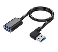 GELRHONR Cable de extensión USB 3.0 de ángulo derecho izquierdo, USB 3.0 de 90 grados A macho a hembra Cable de datos súper rápido de 5 Gbps para disco duro LaptopMouse-3.3Ft/1M(izquierda/hembra)