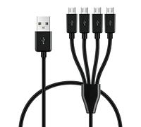 GELRHONR Cable divisor micro USB 4 en 1, USB 2.0 A macho a cuatro micro USB macho, adaptador de cable de carga, color negro