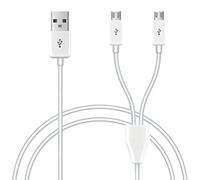 GELRHONR Cable divisor USB a Micro USB, cable micro USB 2 en 1, USB 2.0 A macho a 2 Micro USB macho 1 a 2 Cable adaptador de carga de sincronización, 1 m