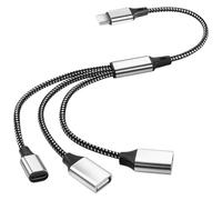 GELRHONR Cable Divisor USB C a 3 USB, Adaptador de Carga OTG Con USB C y USB A para Impresora/Teclado/Unidad Flash/Ordenador Portátil/LED 0,3 m (1 a 3)