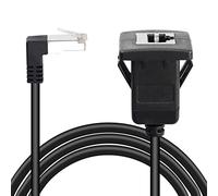GELRHONR Cable Ethernet Cat5, cable extensor de red LAN blindado de 90 grados RJ45 macho a hembra CAT5e/5 para escritorio, pared, panel de chasis, negro (1 m)
