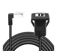 GELRHONR Cable Ethernet Cat5, cable extensor de red LAN blindado de 90 grados RJ45 macho a hembra CAT5e/5 para escritorio, pared, panel de chasis, negro (2 m)