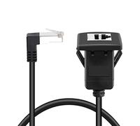 GELRHONR Cable Ethernet Cat5, cable extensor de red LAN blindado de 90 grados RJ45 macho a hembra CAT5e/5 para escritorio, pared, panel de chasis, negro (50 cm)