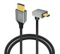 GELRHONR Cable Micro HDMI a HDMI 8k, Fino Flexible 90 grados Micro HDMI 2.1 Cable 8K@60Hz, 4K@120Hz, 48Gbps, 3D Compatible con Gopro, Camera A6300 A6400(1M/Up Angle Micro HDMI)