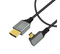 GELRHONR Cable Micro HDMI a HDMI 8k, Fino Flexible 90 grados Micro HDMI 2.1 Cable 8K@60Hz, 4K@120Hz, 48Gbps, 3D Compatible con Gopro, Camera A6300 A6400(0.5m/Left Angle Micro HDMI)