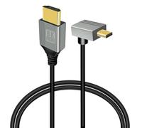 GELRHONR Cable Micro HDMI a HDMI 8k, Fino Flexible 90 grados Micro HDMI 2.1 Cable 8K@60Hz, 4K@120Hz, 48Gbps, 3D Compatible con Gopro, Camera A6300 A6400(1M/Down Angle Micro HDMI)