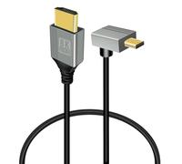 GELRHONR Cable Micro HDMI a HDMI de 90 grados, 48 Gbps Ultra High Speed, 0,5 M Down Angle, para GoPro, cámaras, televisores, ordenadores