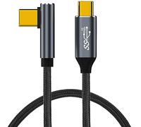 GELRHONR Cable USB C a USB C 100W, Cable USB C 3,1 Gen 2 en ángulo recto, Transferencia de datos de 10Gbps Carga rápida de 20V / 5A con Salida de video 4K, para Steam, VR Link, Tablet, Laptops (0.5)