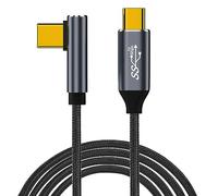 GELRHONR Cable USB C a USB C 100W, Cable USB C 3,1 Gen 2 en ángulo recto, Transferencia de datos de 10Gbps Carga rápida de 20V / 5A con Salida de video 4K, para Steam, VR Link, Tablet, Laptops (2)