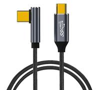 GELRHONR Cable USB C a USB C 100W, Cable USB C 3,1 Gen 2 en ángulo recto, Transferencia de datos de 10Gbps Carga rápida de 20V / 5A con Salida de video 4K, para Steam, VR Link, Tablet, Laptops (1)