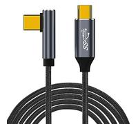 GELRHONR Cable USB C a USB C 100W, Cable USB C 3,1 Gen 2 en ángulo recto, Transferencia de datos de 10Gbps Carga rápida de 20V / 5A con Salida de video 4K, para Steam, VR Link, Tablet, Laptops (3)