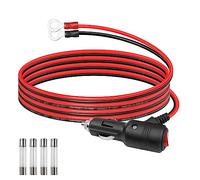 GELRHONR Car Cigarette Lighter Male to O Ring Eyelet Terminal Cable with ON OFF Switch,12V-24V 16AWG Auto Cigarette Lighter Extension Cord with 15A Fuse,for Car Inverter,Air Pump(1 m)