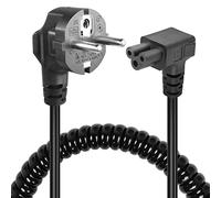 GELRHONR CEE7 a C5 Cloverleaf Cable en Espiral, 90 Grados 3Pin Cable de alimentación de CA, ángulo Recto Mickey Mouse Plug Cable de alimentación del Ordenador portátil (Up Angle C5)