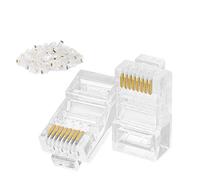 GELRHONR Conectores modulares RJ45 CAT6 Crimp Extremos 8P8C Conector de red RJ45 22-26 AWG para cable trenzado CAT5 CAT5E CAT6 UTP trenzado cabeza de cristal sólido 100 piezas