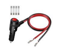 GELRHONR Enchufe macho para encendedor de cigarrillos con cables, cable de extensión de repuesto de 12 V para encendedor de cigarrillos de coche con botón de interruptor y cable de fusible de 15 A,