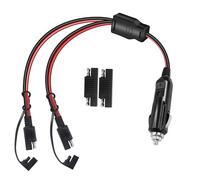 GELRHONR Enchufe para encendedor de cigarrillos de coche de 12 V CC a doble SAE cable de carga de batería con luz LED 16 AWG para bomba de neumáticos, compresor de aire