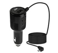 GELRHONR Micro USB Dash CAM Car Charger Power Lead 12v a 5v Cargador rápido con Cargador USB y botón de Interruptor para Dash CAM Navegación GPS DVR-3.5M / 11.5FT