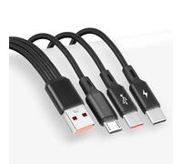 GELRHONR MultiUSB C Splitter Cable, USB A a Dual Type-C + Micro USB Cable de carga de nailon trenzado 3 en 1, cable USB C, carga rápida 5A, compatible con móvil/Android y más (0,2 m/0,65 ft)