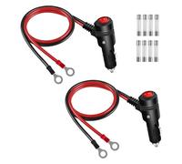 GELRHONR Paquete de 2 cables de extensión macho para encendedor de cigarrillos de 12 V a terminales de ojal de 6 mm, encendedor de cigarrillos a junta tórica con interruptor, 0,6 m
