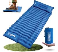 GELSENWERK® Colchoneta Inflable Ultraligera de 10 cm y tamaño reducido - colchoneta con Bomba de pie y Almohada - colchón de Aire para Camping y Senderismo
