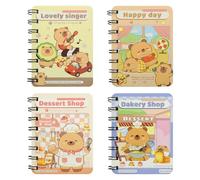 Geluode 4 Packs Capybara Mini Spiral Notebooks, A7 3.2" x 4.1" Cute Waterproof Pocket Notepads Journal Memo Pads for Birthday Gifts Stocking Stuffers School Kids Students Rewards